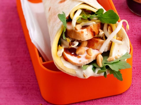 wrap à la chinoise recette poulet mariné cacahuète oignons