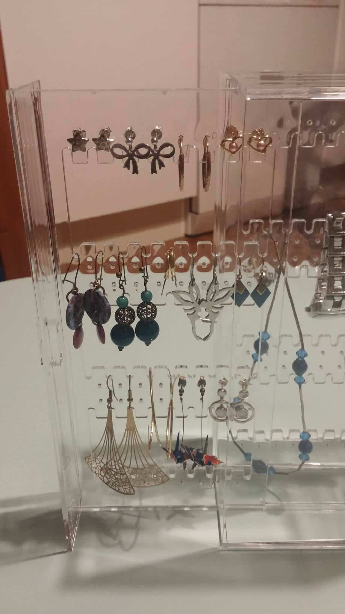 boîte à bijoux fermée transparente porte bijoux boucles d'oreilles