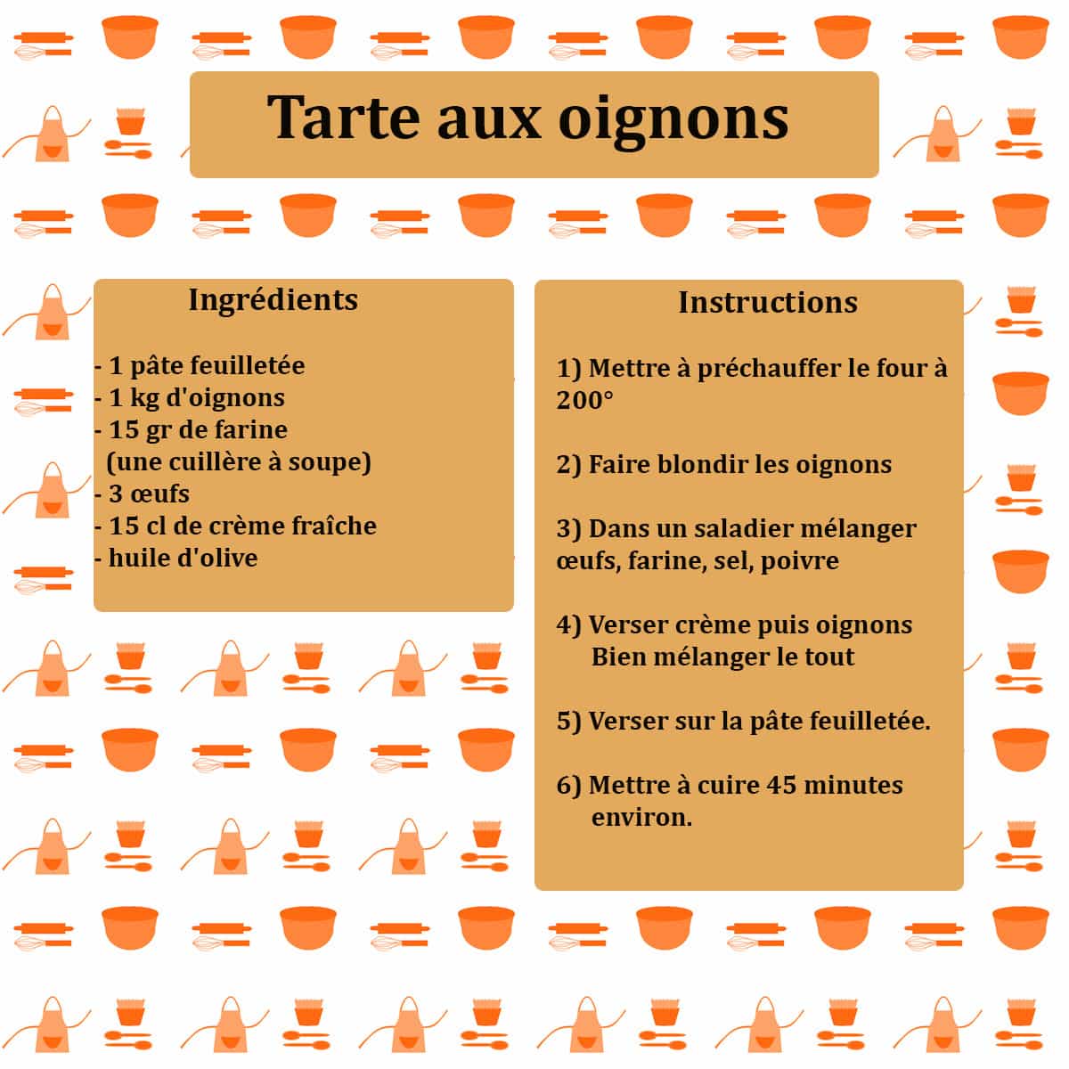 fiche recette tarte aux oignons