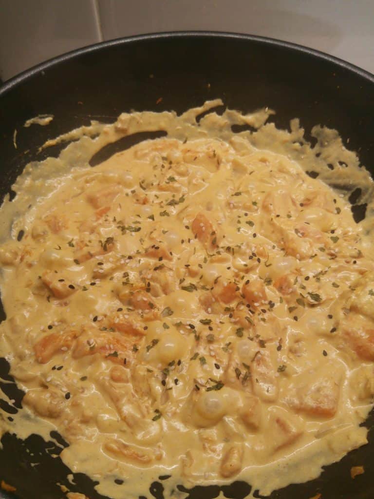 potiron sauté aux épices et au lait de coco cacahuète